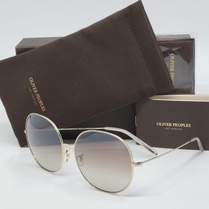 OLIVER PEOPLES Brown/Goldc Round Sunglasses